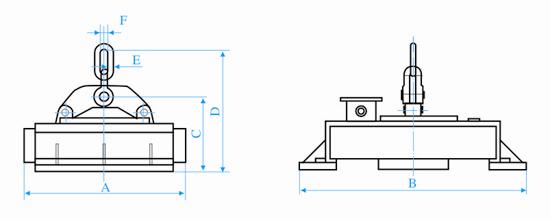 工字鋼、H型鋼起吊用電磁鐵MW22系列產品外形圖